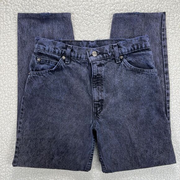 VTG Levi’s 550 Relaxed Tapered Jeans 27x228 Early 90s USA Faded Black Blue Tint - Picture 1 of 13